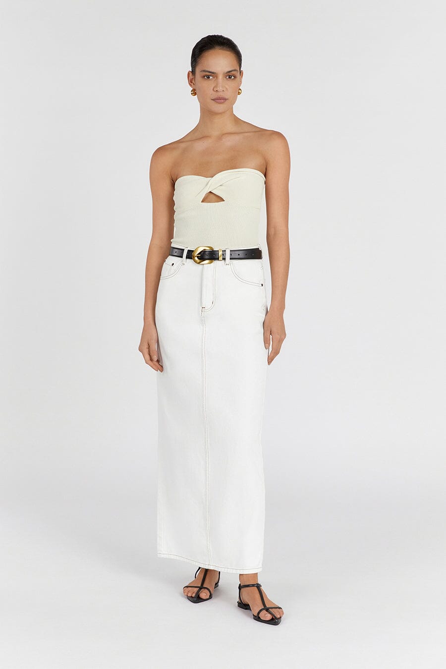 BIANCA CREAM BANDEAU KNIT TOP Clothing DISSH Boutiques XS CREAM