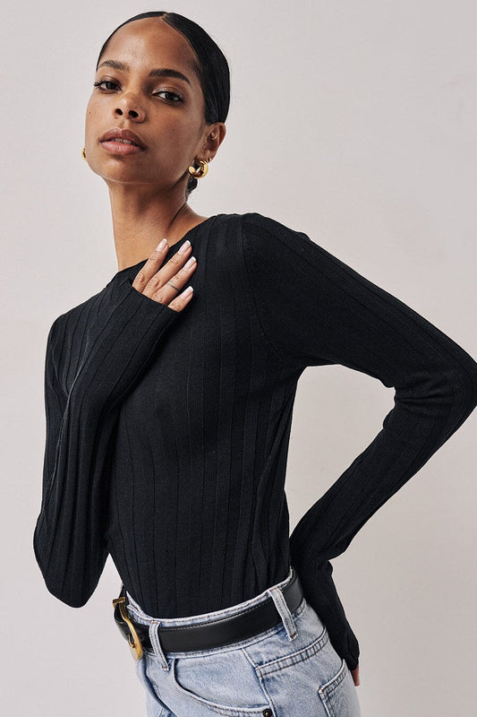 GOLDIE BLACK LONG SLEEVE TOP Clothing DISSH Boutiques XL BLACK