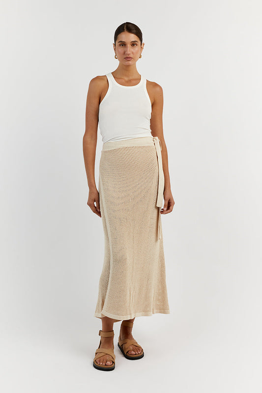 OPHELIA NATURAL CROCHET WRAP SKIRT Clothing DISSH Boutiques XS NATURAL