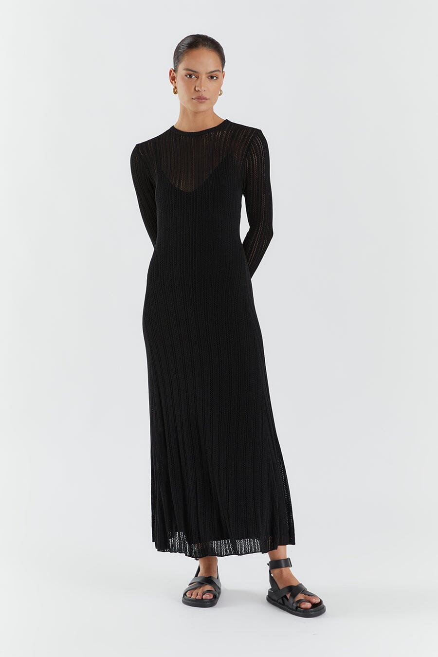 ESTELLA BLACK KNIT MIDI DRESS Clothing DISSH Boutiques XXL BLACK