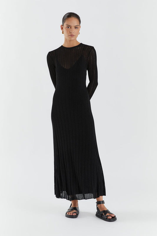 ESTELLA BLACK KNIT MIDI DRESS Clothing DISSH Boutiques XXL BLACK