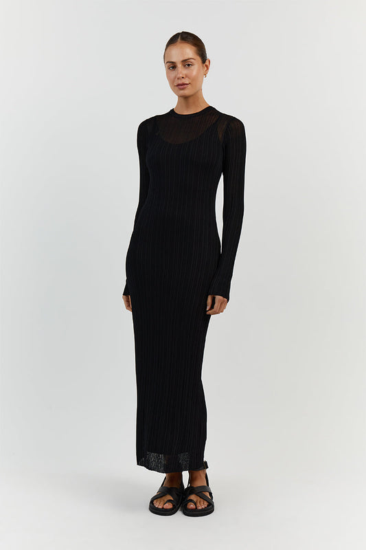 HARPER BLACK LONG SLEEVE KNIT DRESS Clothing DISSH Boutiques XS BLACK