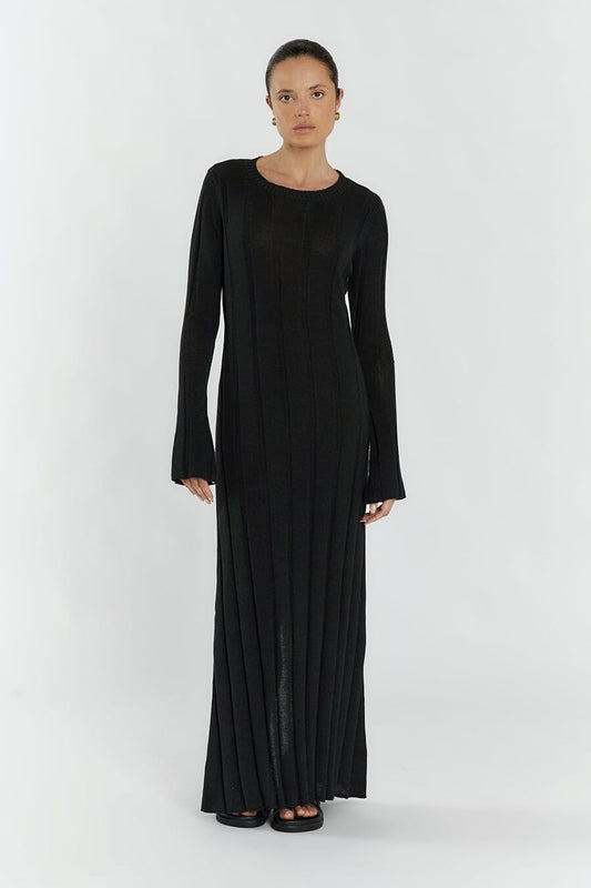 EMERY BLACK LONG SLEEVE MAXI DRESS Clothing DISSH Boutiques XS BLACK