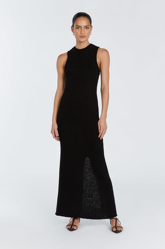 DION BLACK BOUCLE CREW MAXI DRESS Clothing DISSH Boutiques L BLACK