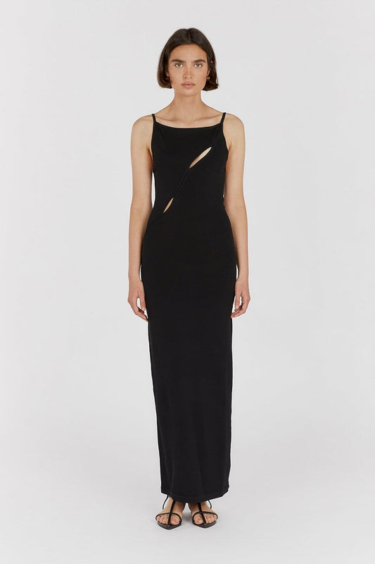 CORA BLACK KNIT MAXI DRESS
