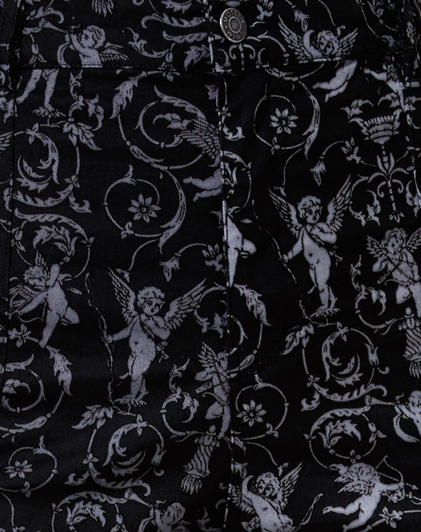 Zabby Flare Trouser in Baroque Cherub Black and Grey