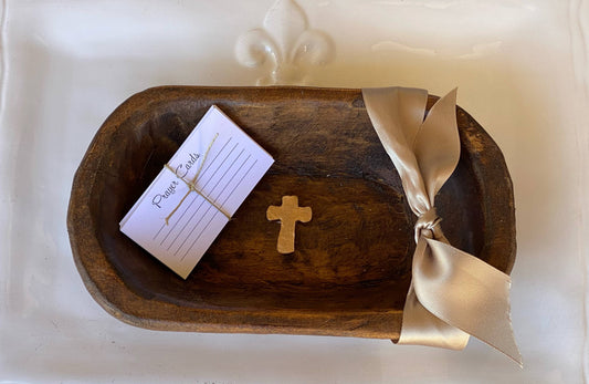 Hand Carved Wooden Prayer Bowl - Dark Walnut