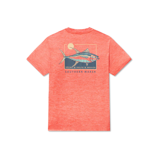 Youth Fieldtec Heathered Tee Atun de sol, Coral