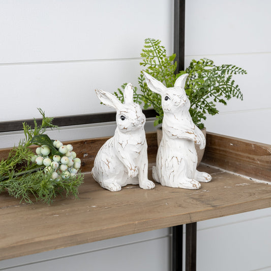 Carved Bunny Figurine, Set of 2