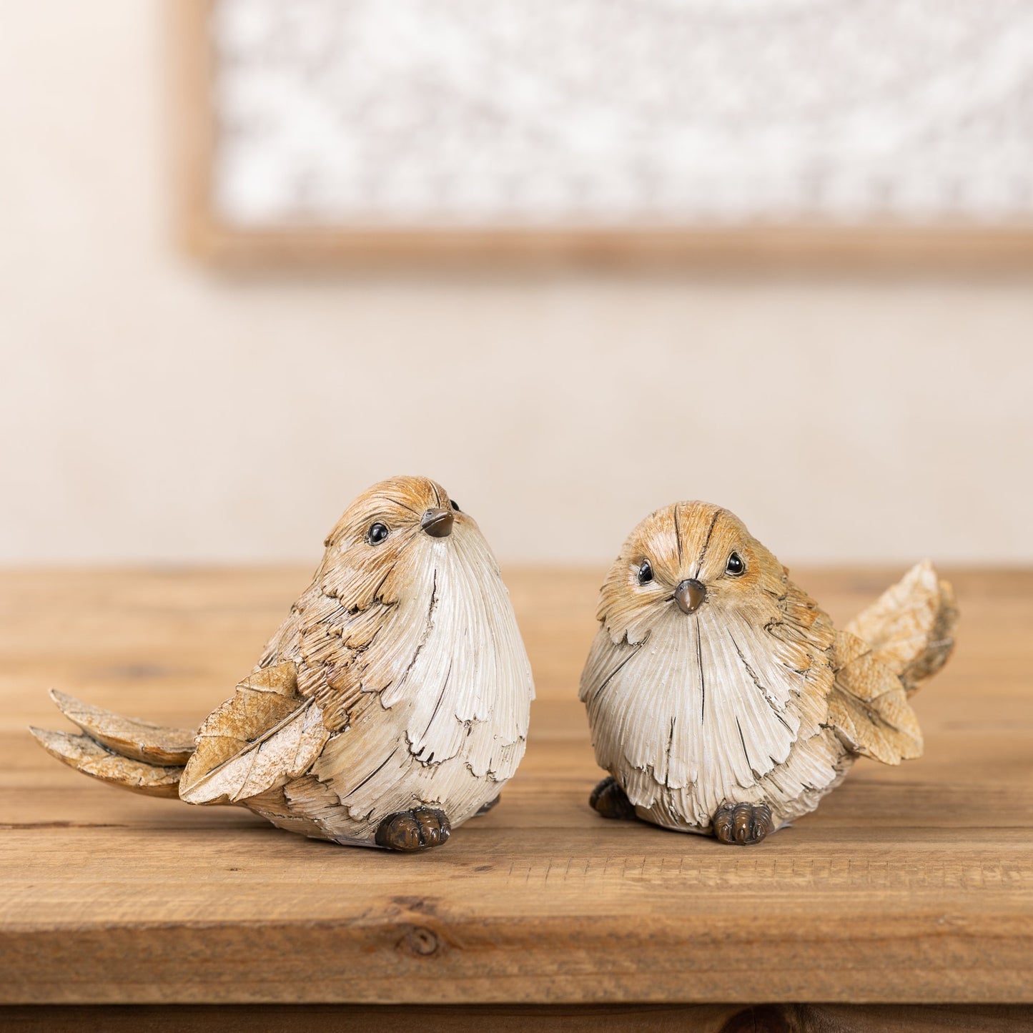 Carved Leaf Bird Figurine, Set of 2