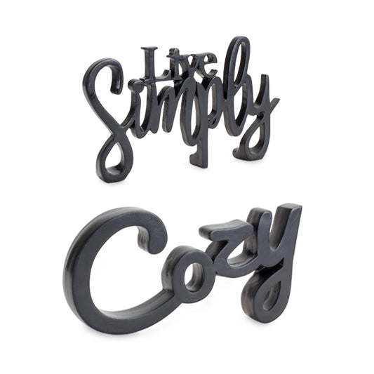 Cozy and Simply Sentiment Block Cut Out, Set of 2
