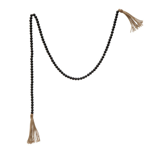72" Wood Bead Garland w/ Jute Tassel