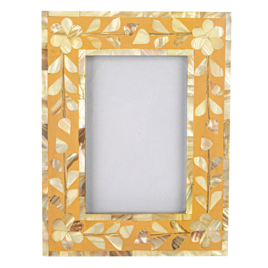 Tan Mother of Pearl Floral Frame
