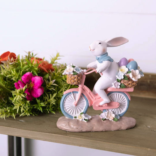 Easter Bunny on Bike Figurine, Set of 2