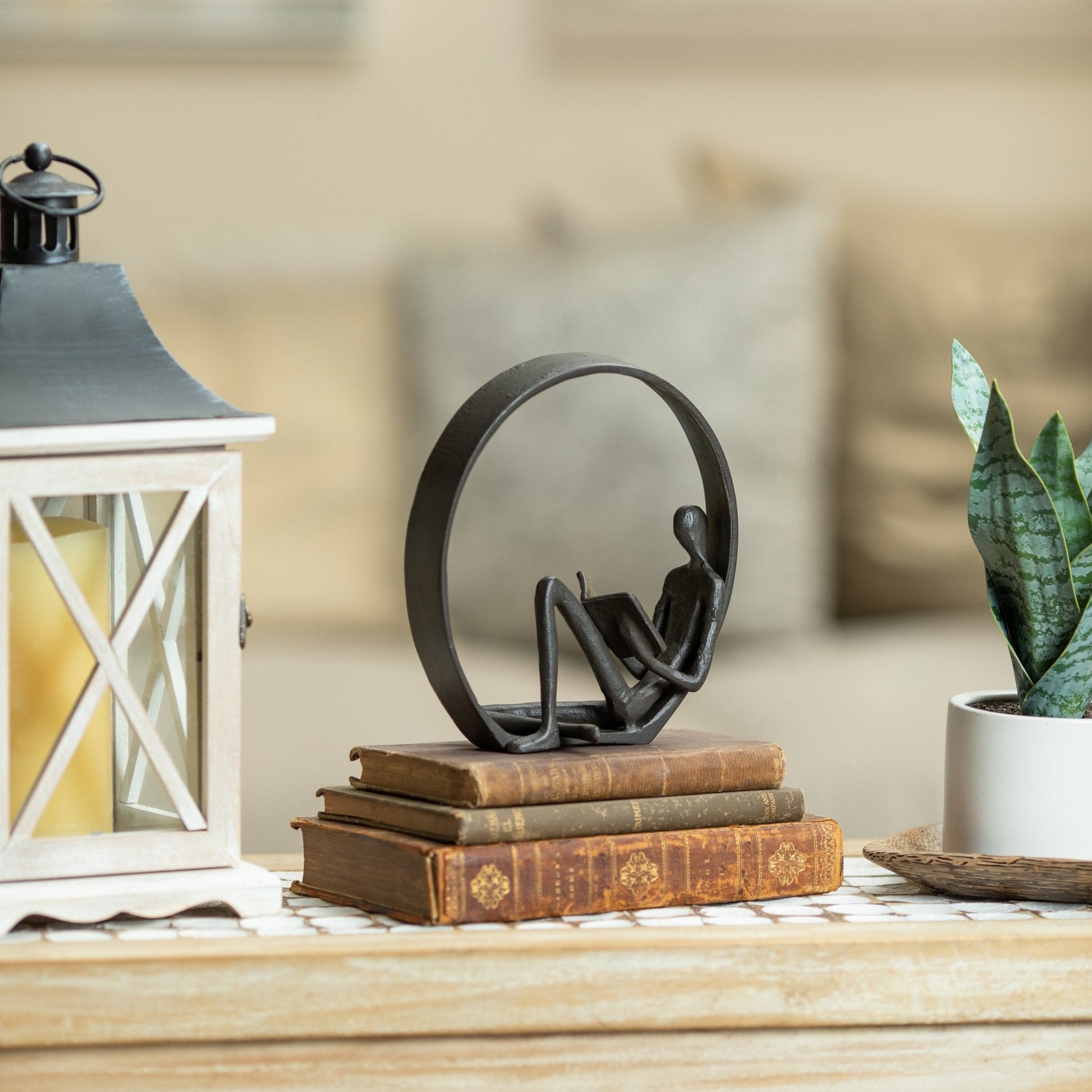 Encircled Reader Iron Sculpture - Decor & Accessories