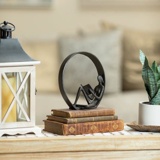 Encircled Reader Iron Sculpture - Decor & Accessories