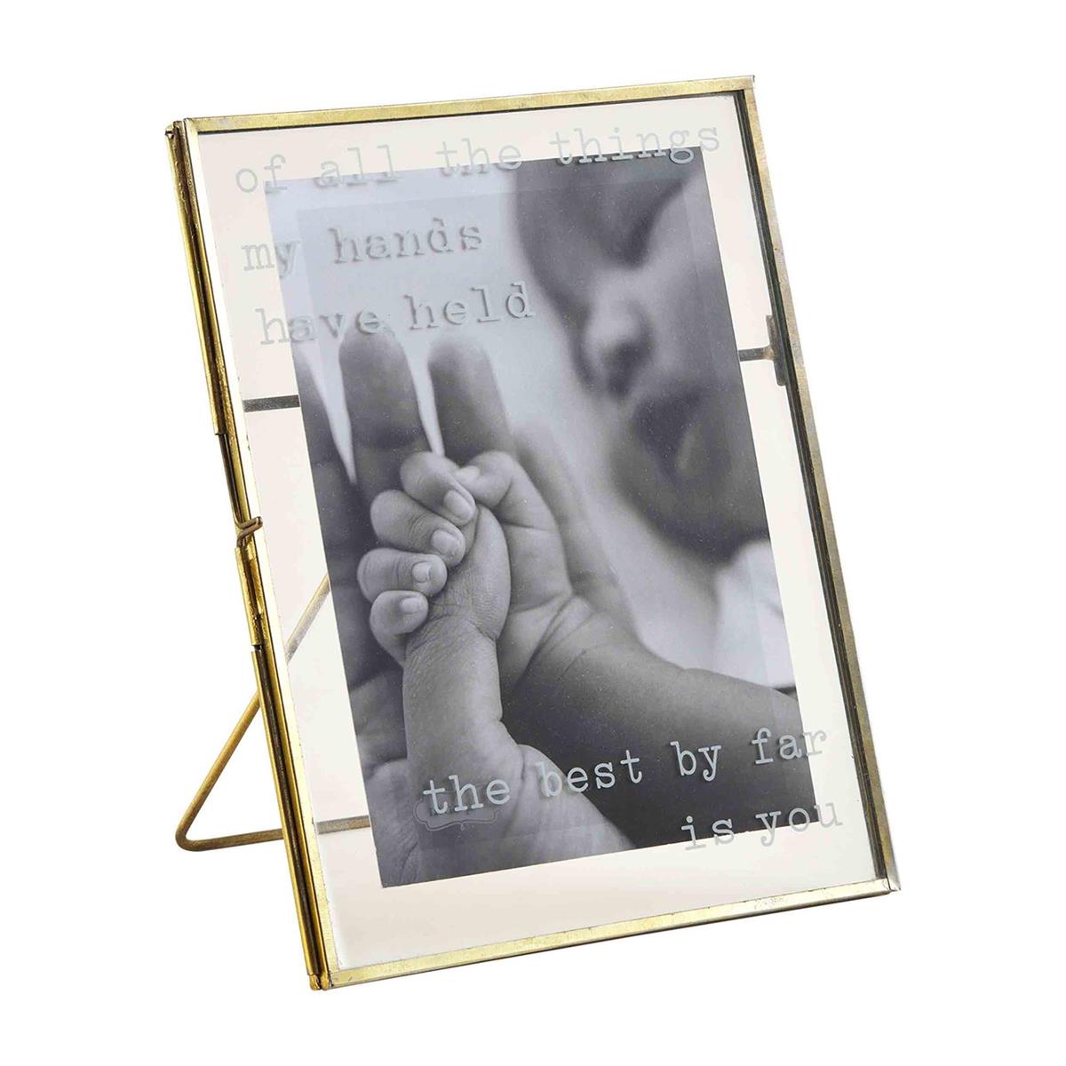 Family Pressed Glass Brass Frame
