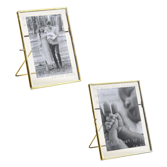 Family Pressed Glass Brass Frame