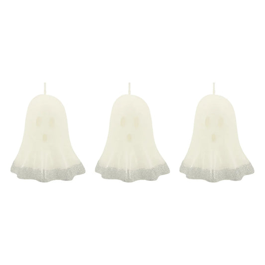 GLITTER DIPPED GHOST CANDLE SET