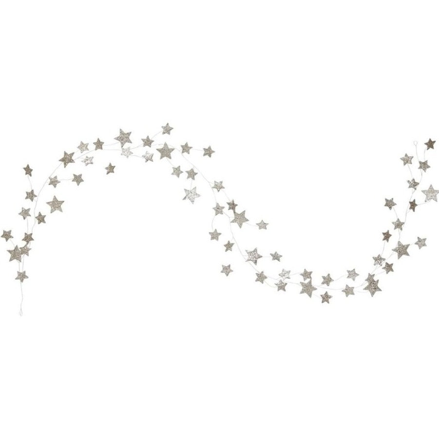 SILVER GLITTER STAR GARLAND