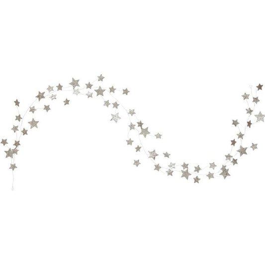 SILVER GLITTER STAR GARLAND