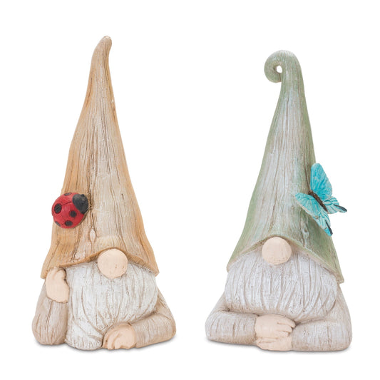 Gnome Statue with Wood Grain Design, Set of 2