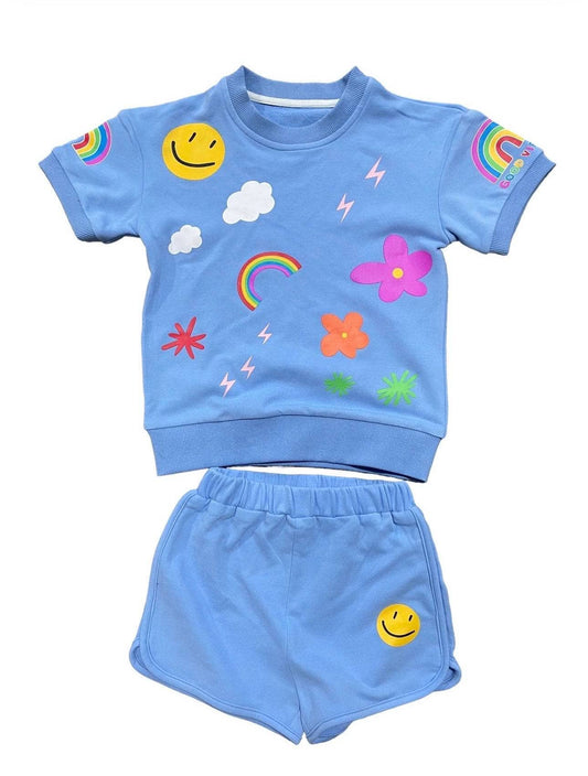 Happy Daisy Short Set, Blue