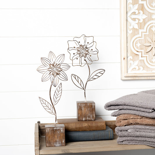 Metal Floral Décor, Set of 2
