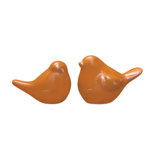 Orange Porcelain Bird Figurine (Set of 2)