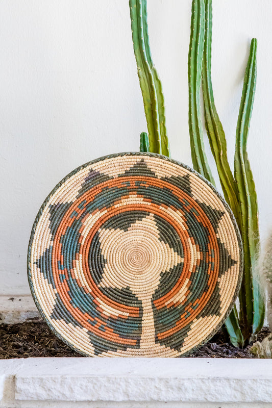 Medium Woven Rust + Green Bowl