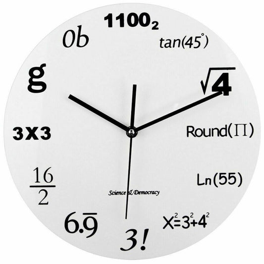 Wall Clock Acrylic Math Equations Modern Design Novelty Home Decor Watch 30x30cm