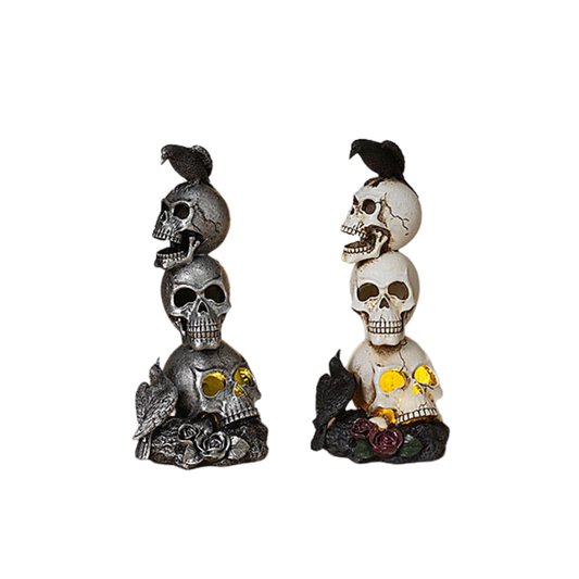 HALLOWEEN LIGHT-UP STACKING SKULL FIGURINE