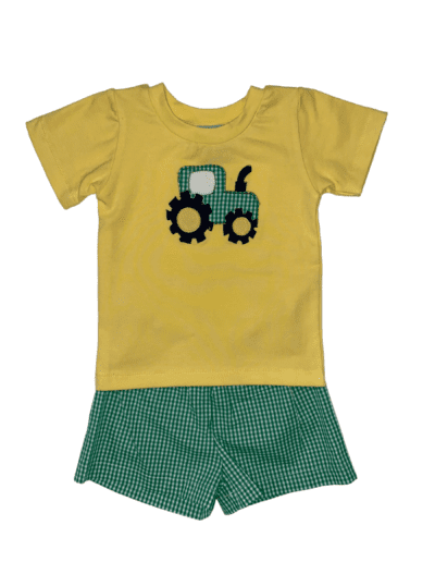 Tractor Applique Short Set