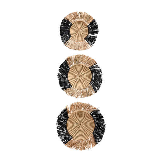 Set of 3 Fringed Wall Baskets
