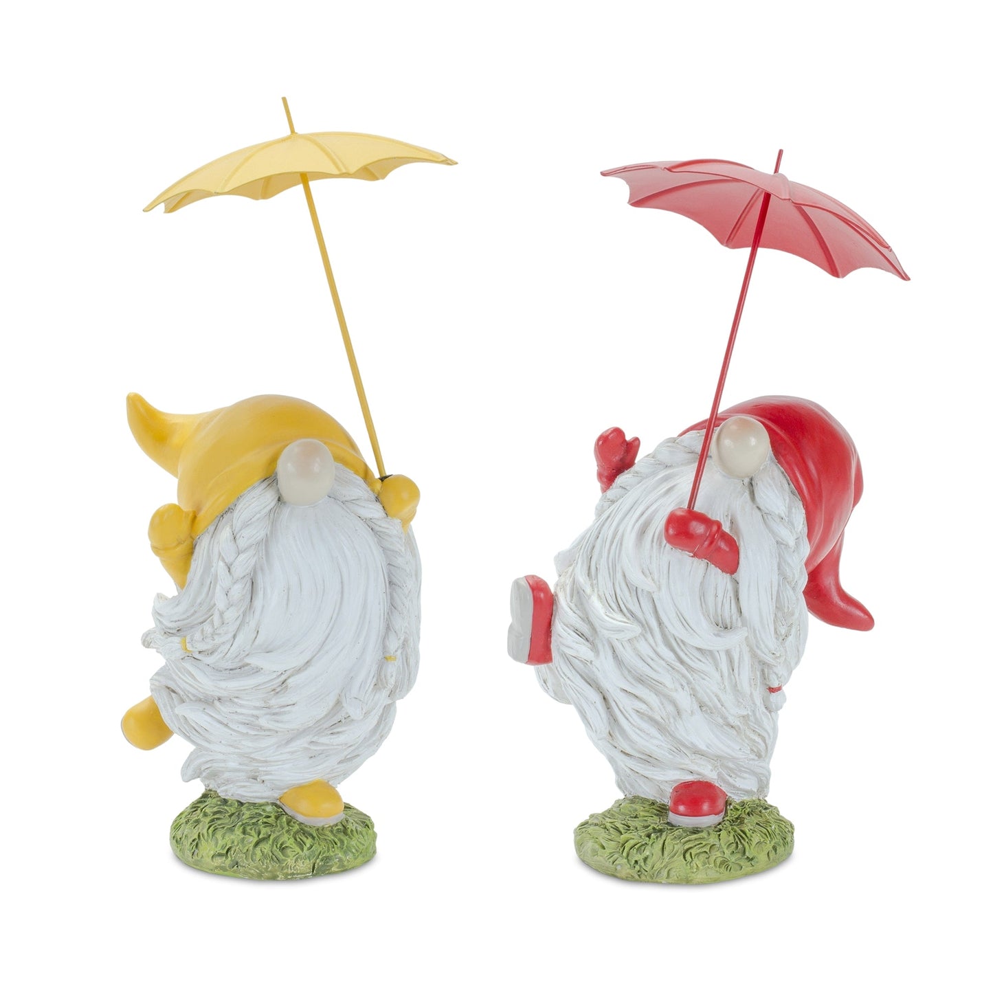 Whimsical Dancing Garden Gnome Figurine with Umbrella, Set of 4